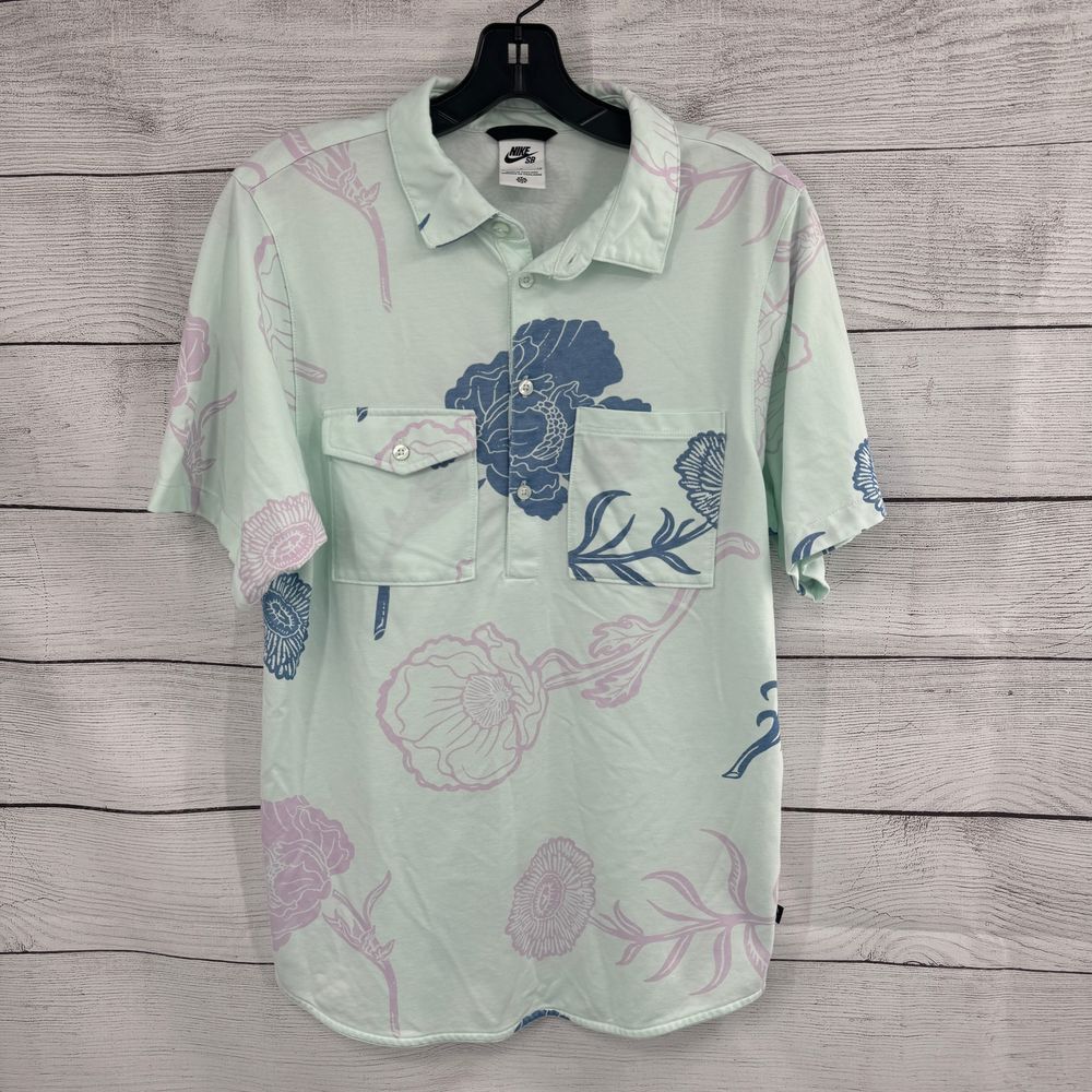 Nike SB Floral Print Short‎ Sleeve Button Up Shirt Pockets Skateboarding Small